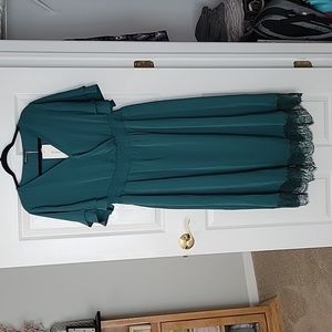 BloomChic Teal Midi Dress with Lace Hem NWT